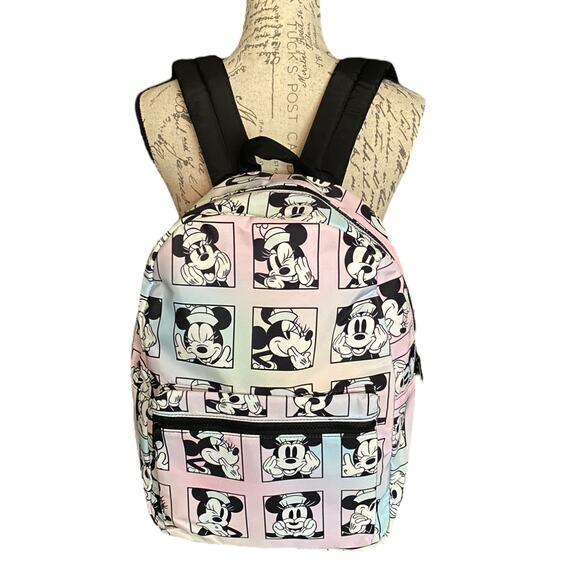 Disney Minnie Mouse Bioworld Pink Rainbow Large Backpack NEW - Picture 1 of 3